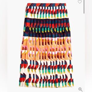 NWT J. Crew Pleated midi skirt in art deco print